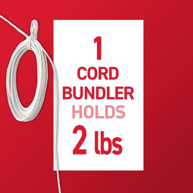 Command Cord Bundlers, Damage-Free Adhesive Cord and Cable Organizers, White, 6 Bundlers (3 Packs of 2) with Command Strips, No Tools Wall Hooks for Home, Office or Outdoor Use, Holds 2 lbs Each - Image 3